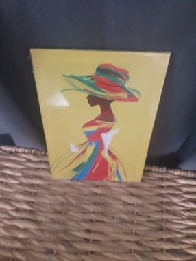 Colorful Lady Silhouette Canvas Art - Yellow Background